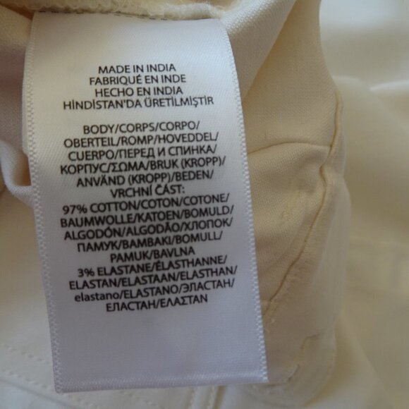 POLO RALPH LAUREN Wide Leg Pants Size 0 Ivory Cotton Blend Cargo Wear To Work - Picture 12 of 13